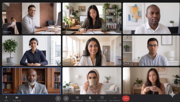 Diverse team of professionals on a video conference call